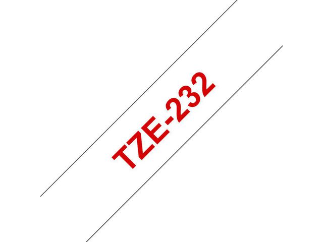 Tape BROTHER TZE232 12mm röd på vit