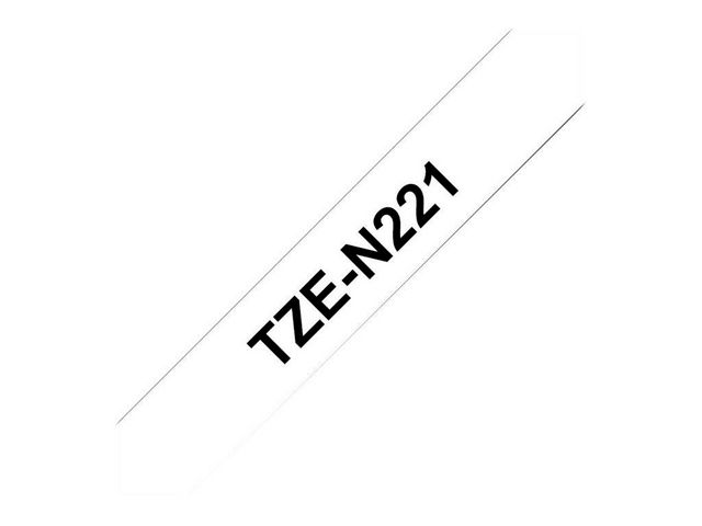Tape BROTHER TZEN221 9mm svart på vit