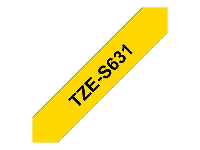 Tape BROTHER TZES631 12mm svart på gul